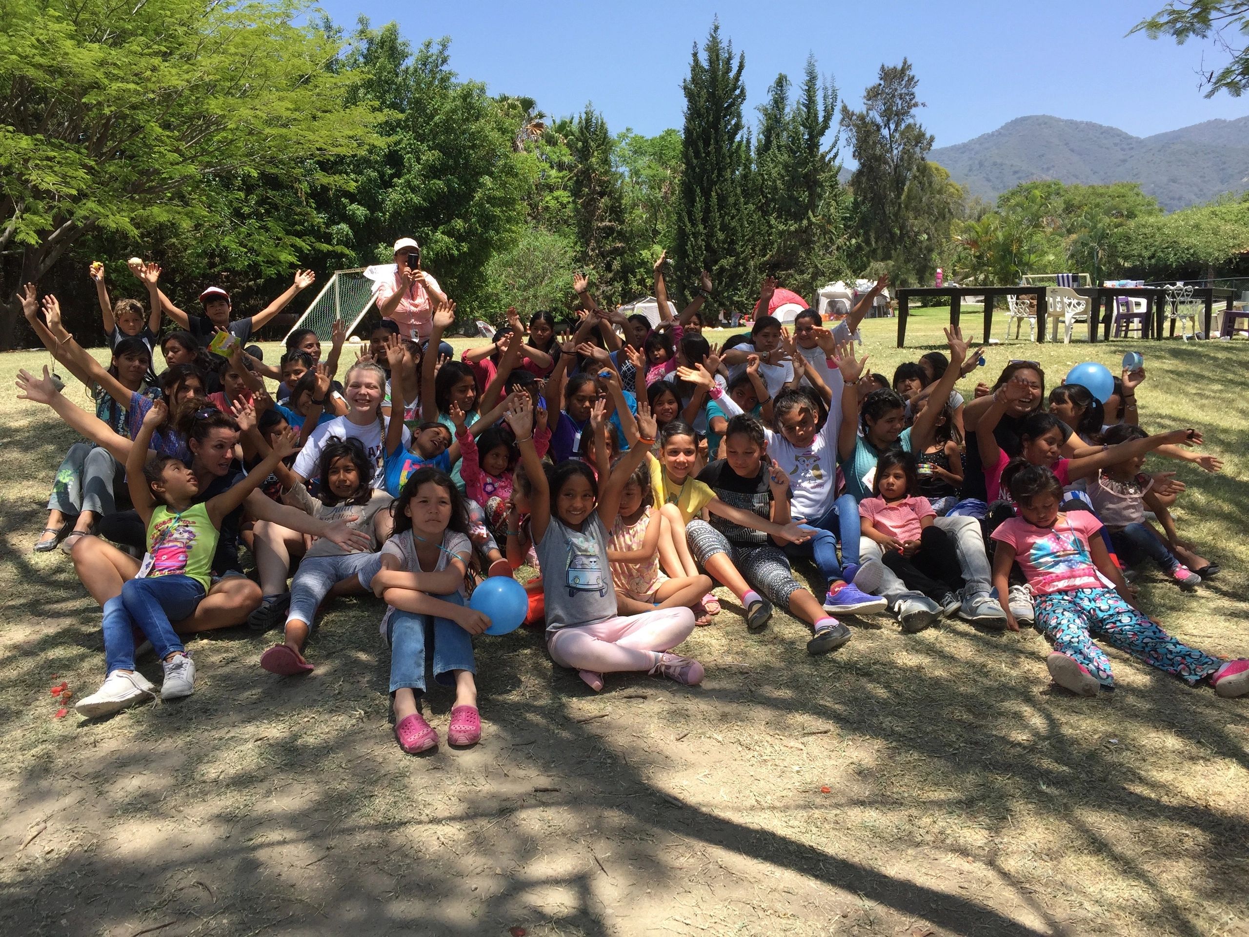 A large group of girls from the La Ola Girls Home in Jalisco, Mexico
